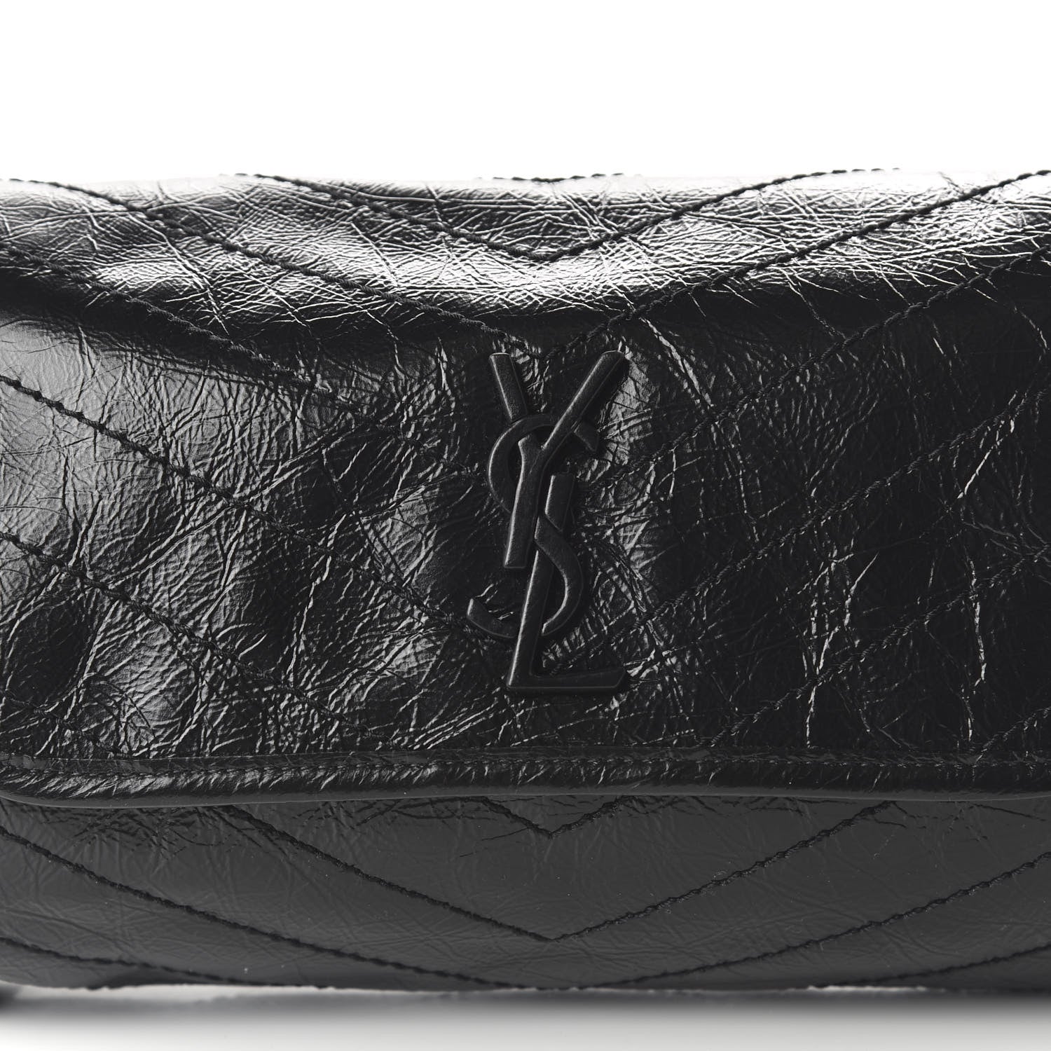 Saint Laurent Crinkled Calfskin Matelasse Monogram Niki Body Bag Black 9 of 9