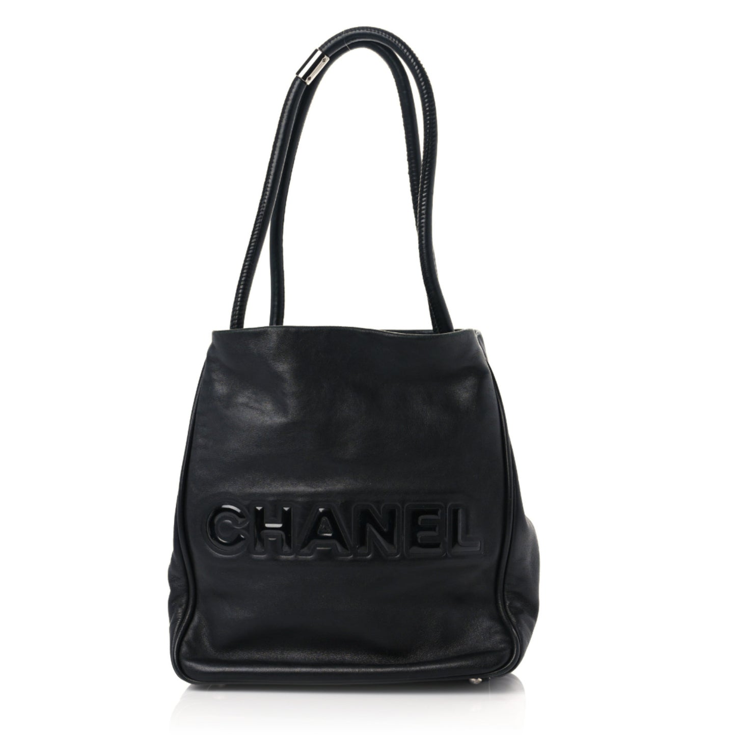 Lambskin Patent Calfskin Camellia Tote Black