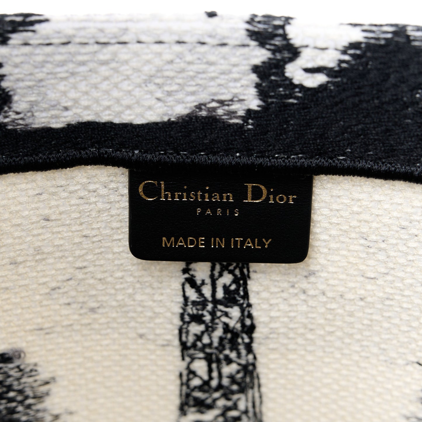 Canvas Embroidered Medium Paris Book Tote White Black