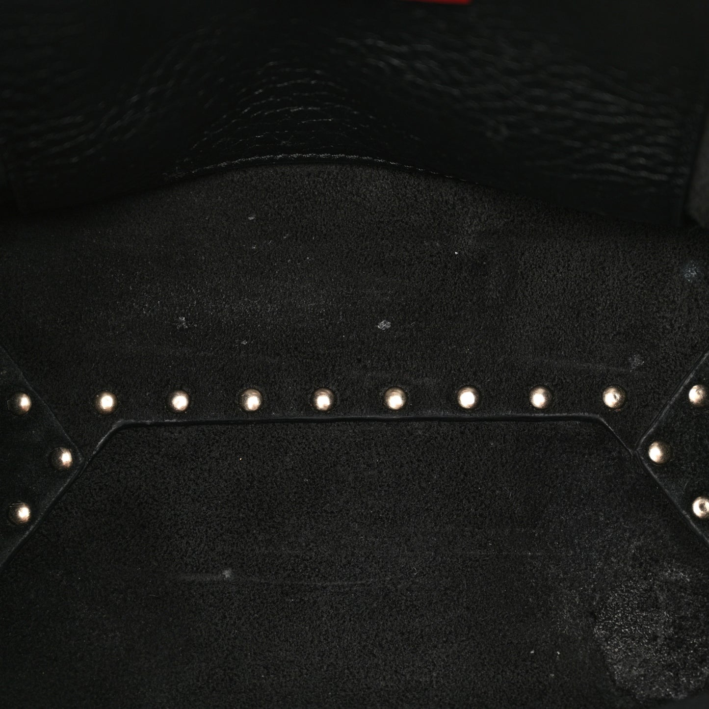 Grained Calfskin Rockstud Bucket Bag Black