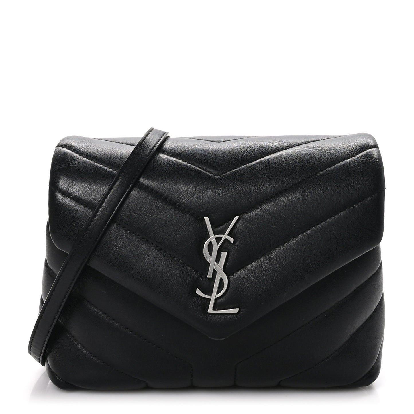 Calfskin Y Quilted Monogram Toy Loulou Crossbody Bag Black