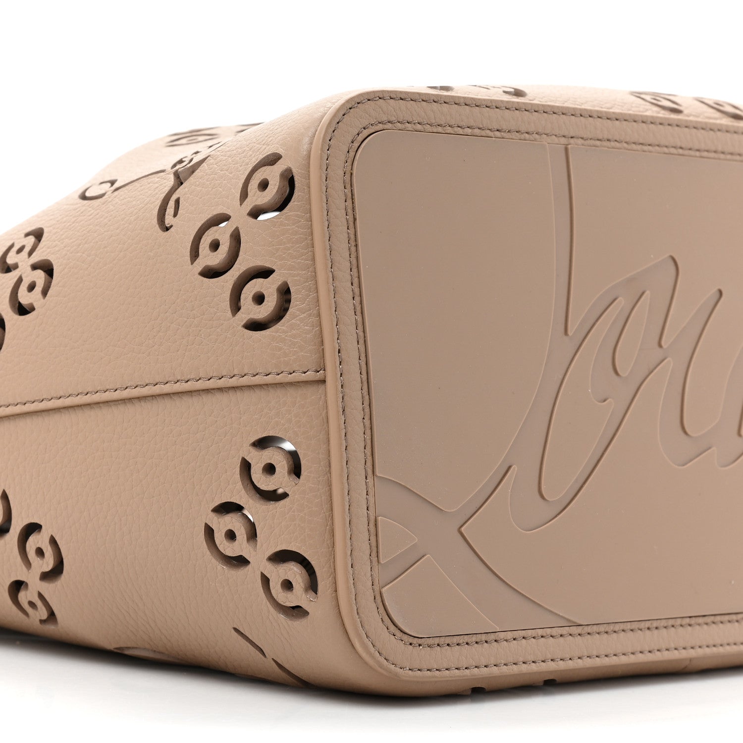 Christian Louboutin Calfskin Perforated Loubinthesky Large Cabarock Spikes Tote Roca 8 of 9