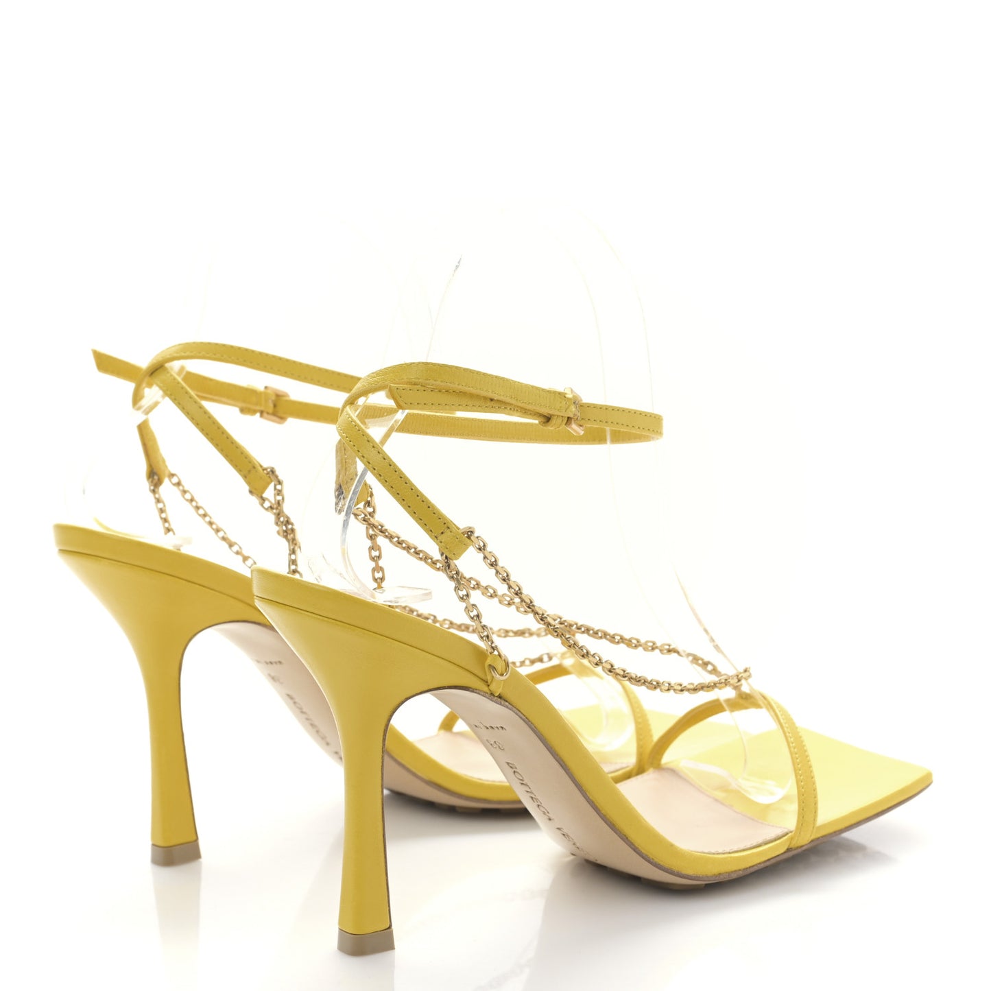 Lambskin Stretch Chain Strap 90mm Sandals 38 Buttercup