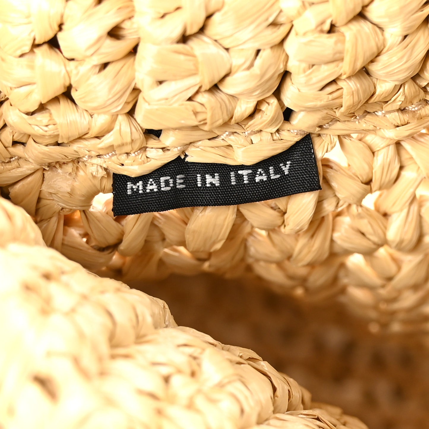 Yarn Raffia Effect Crochet Embroidered Small Logo Tote Naturale