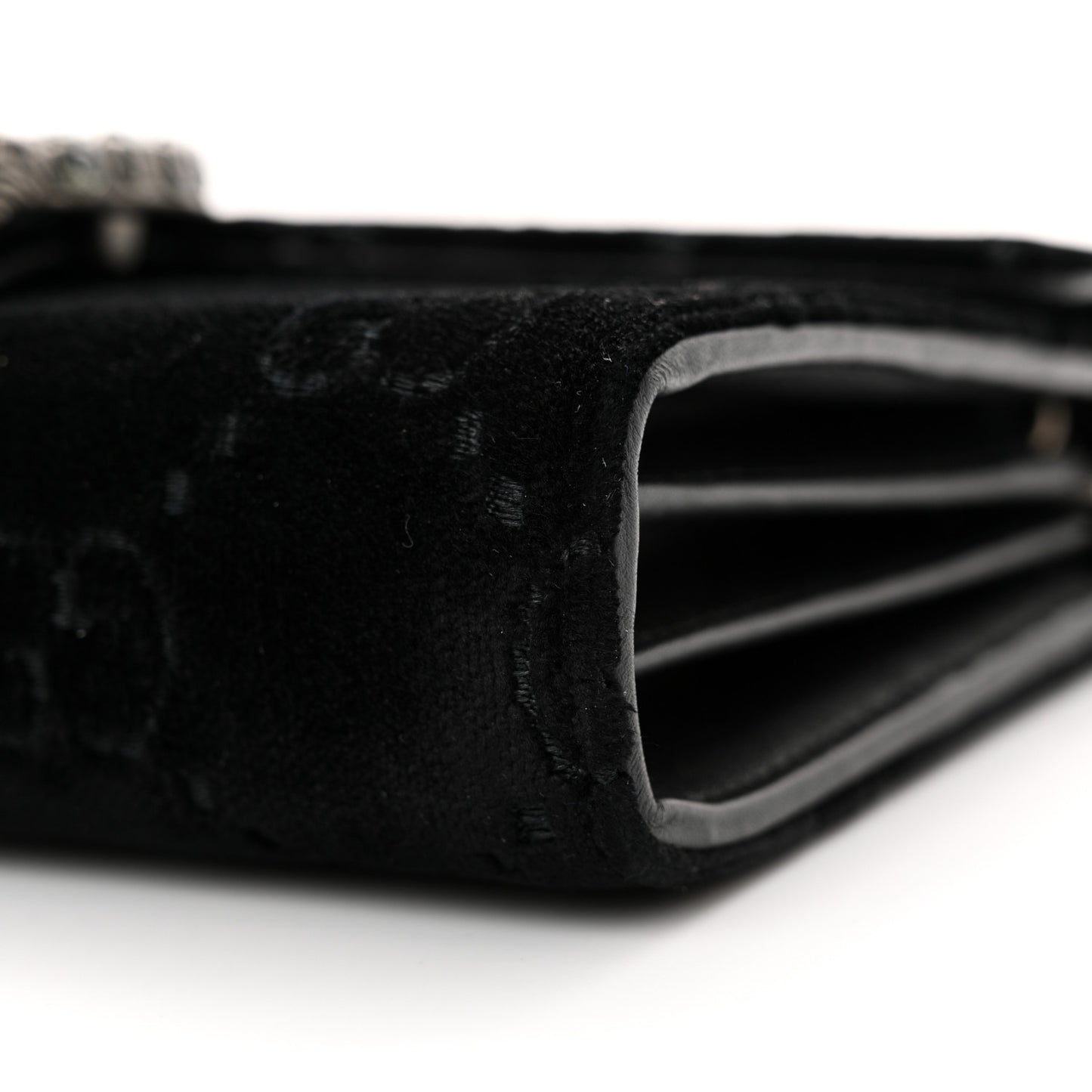 Velvet GG Monogram Mini Dionysus Chain Wallet Black