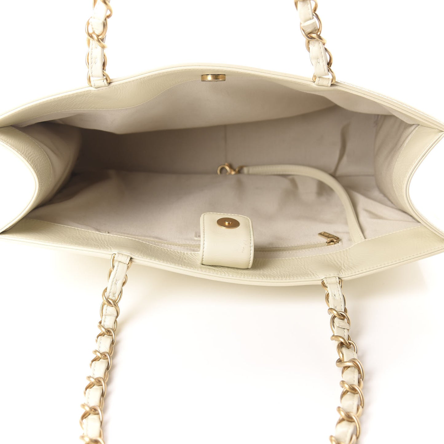 Glazed Aged Calfskin CC Tote White