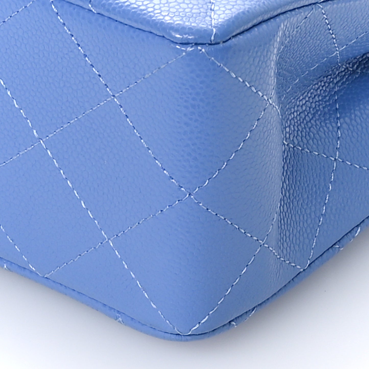 Caviar Quilted Small Double Flap Light Blue