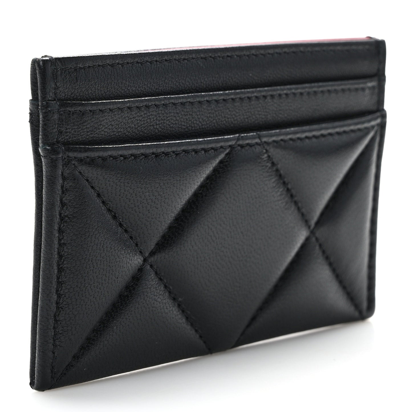 Lambskin Quilted Chanel 19 Card Holder Black