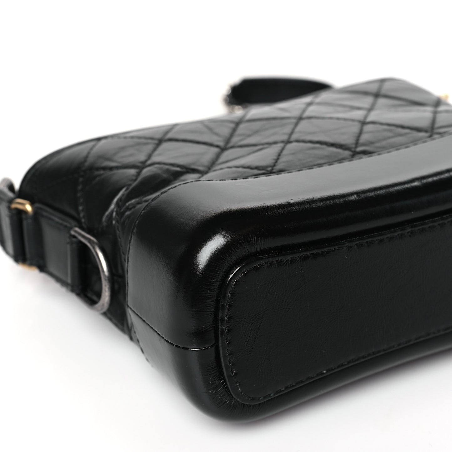 Aged Calfskin Quilted Small Gabrielle Hobo Black