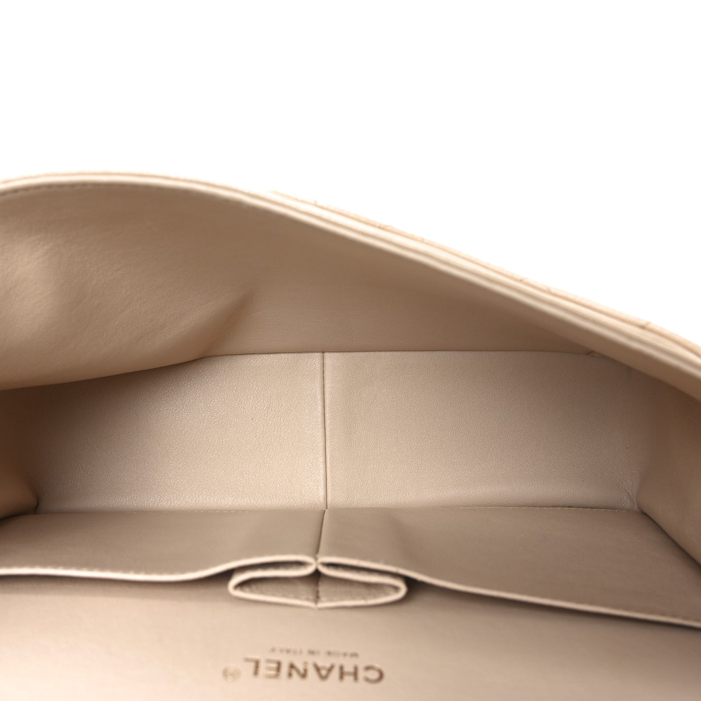 Iridescent Caviar Quilted Jumbo Double Flap Beige