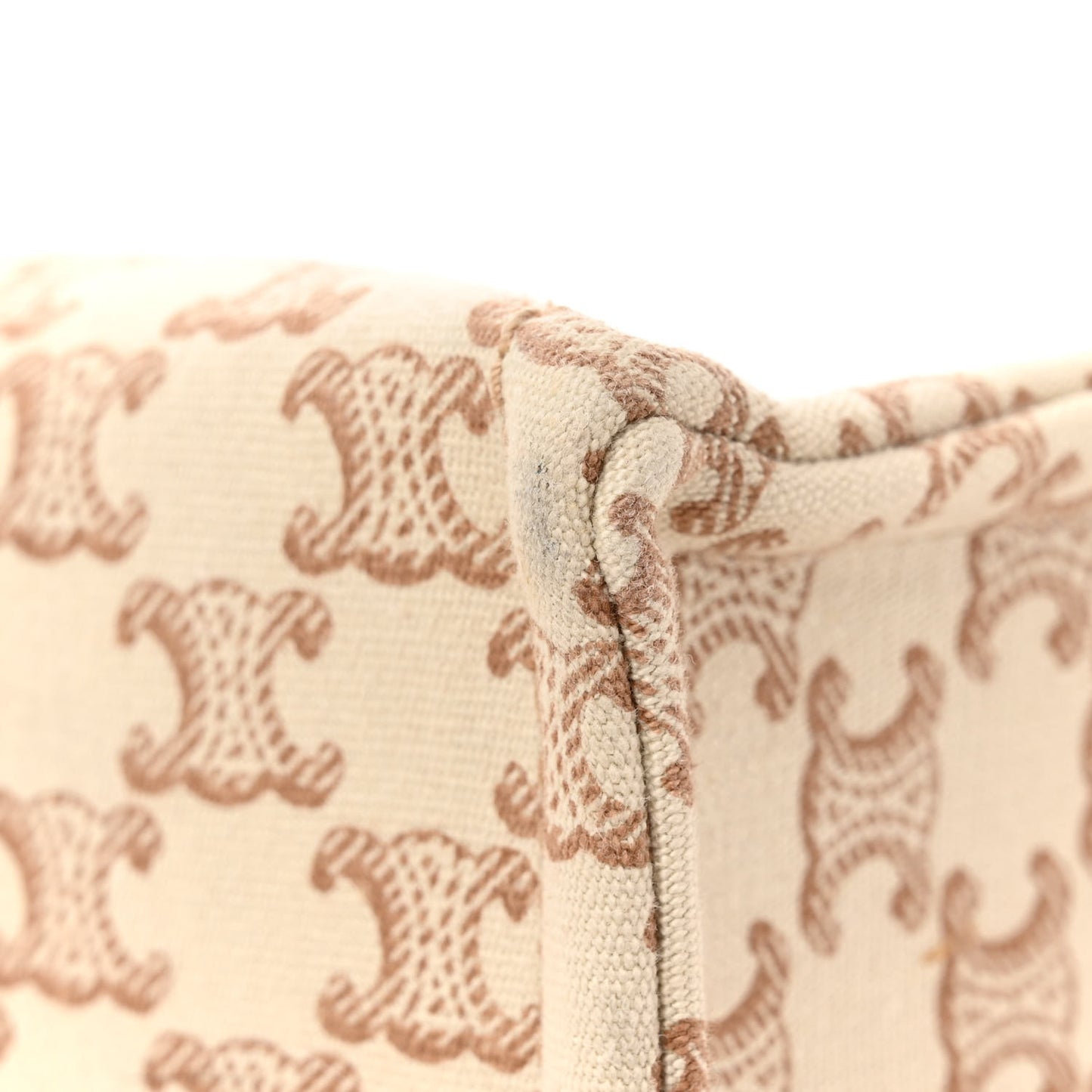 Canvas Calfskin Triomphe Large Cabas Thais White