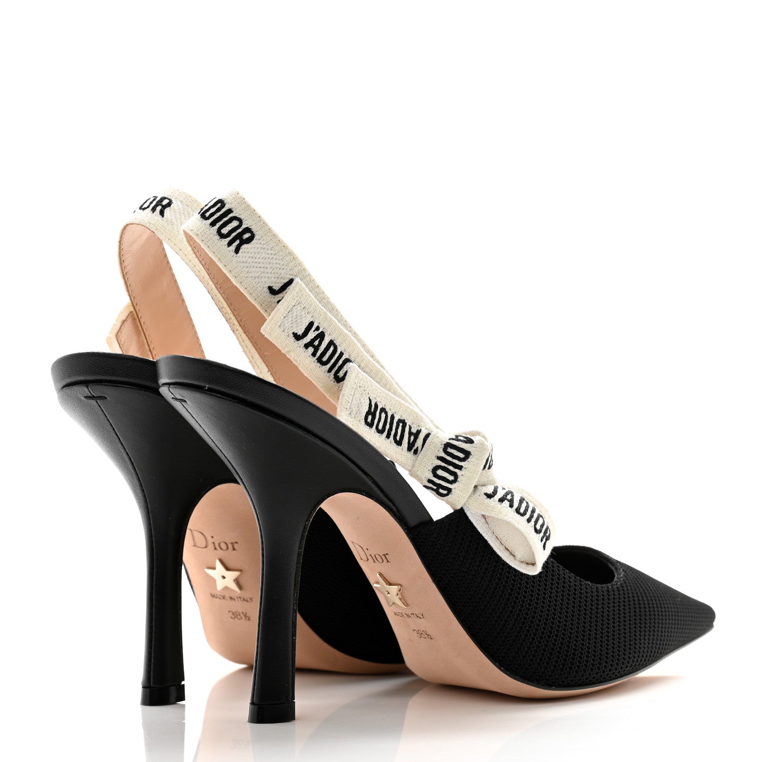 Christian Dior Technical Canvas Ribbon J'Adior Slingback 100mm Pumps 38.5 Black 4 of 12