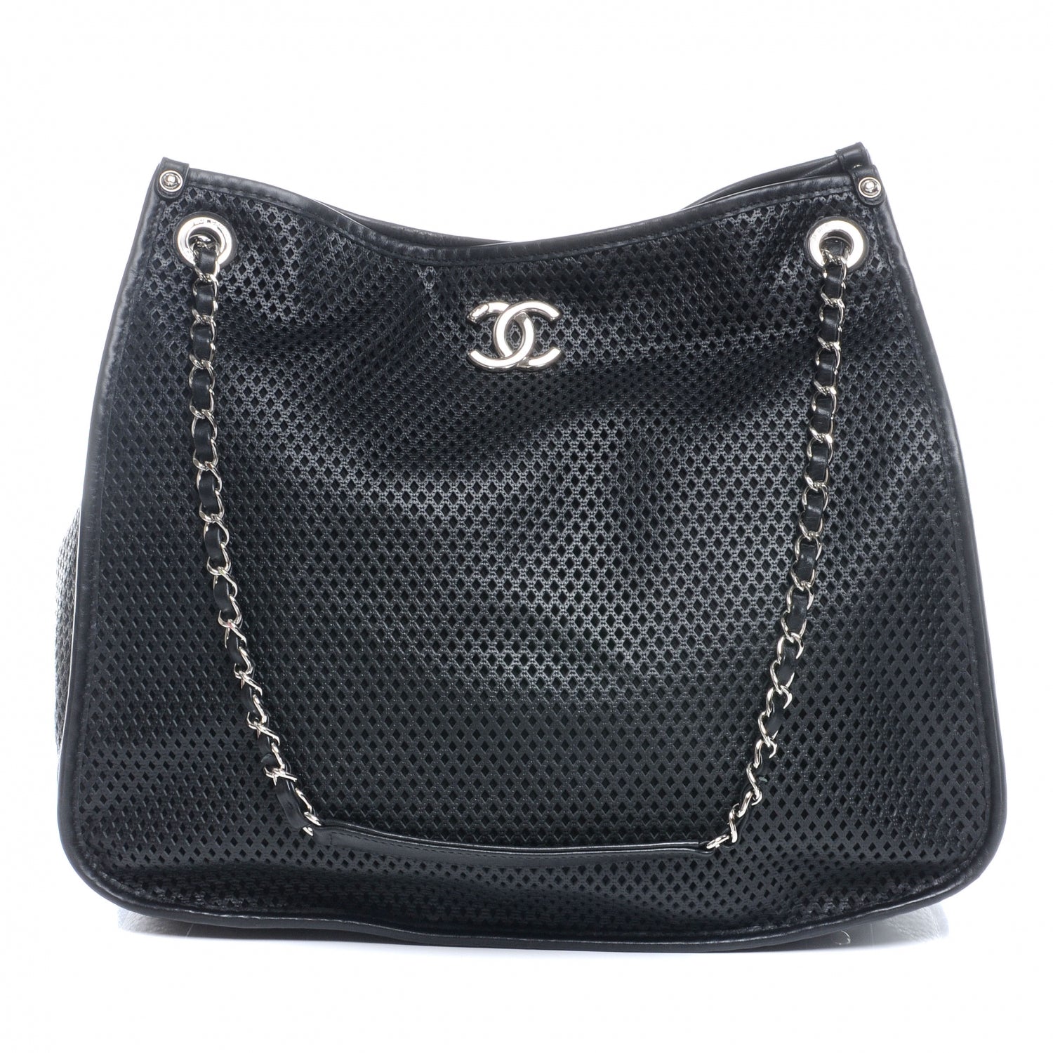 Chanel Calfskin Perforated Up In The Air Tote Black 48716
