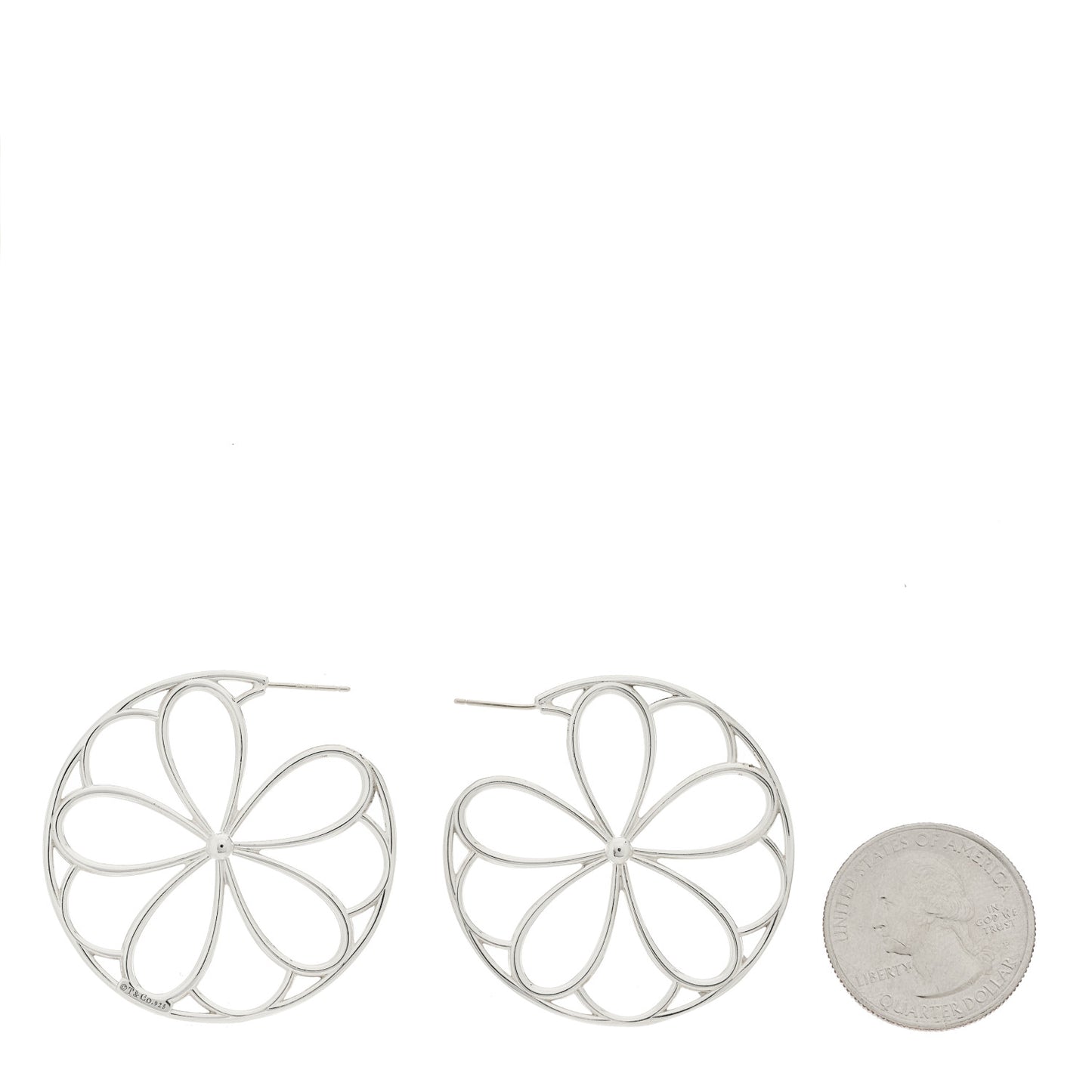 Sterling Silver Daisy Hoop Earrings