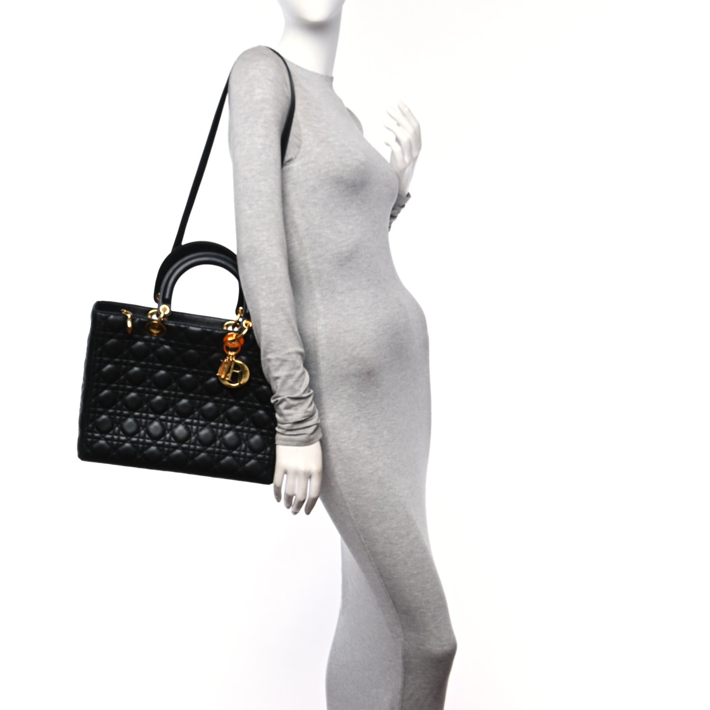 Lambskin Cannage Large Lady Dior Black