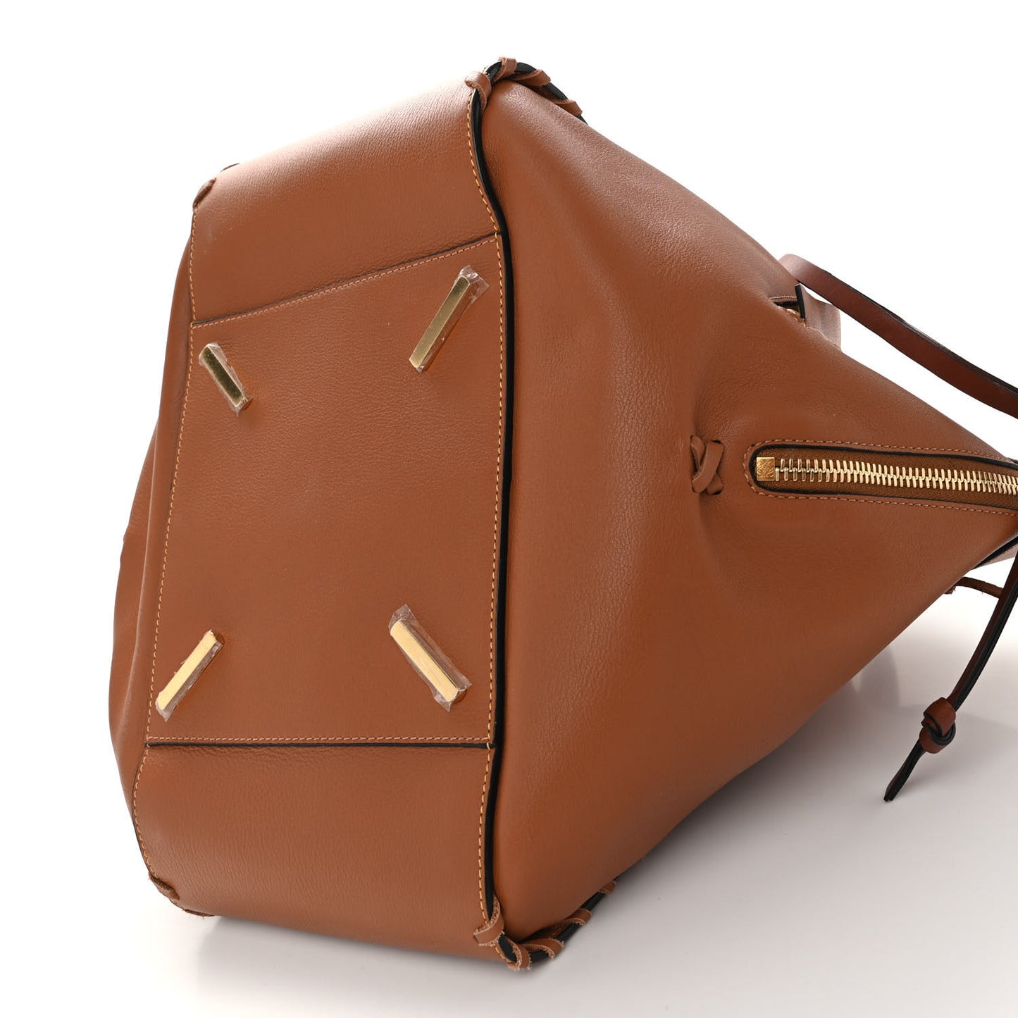 Grained Calfskin Medium Whipstitch Hammock Shoulder Bag Tan