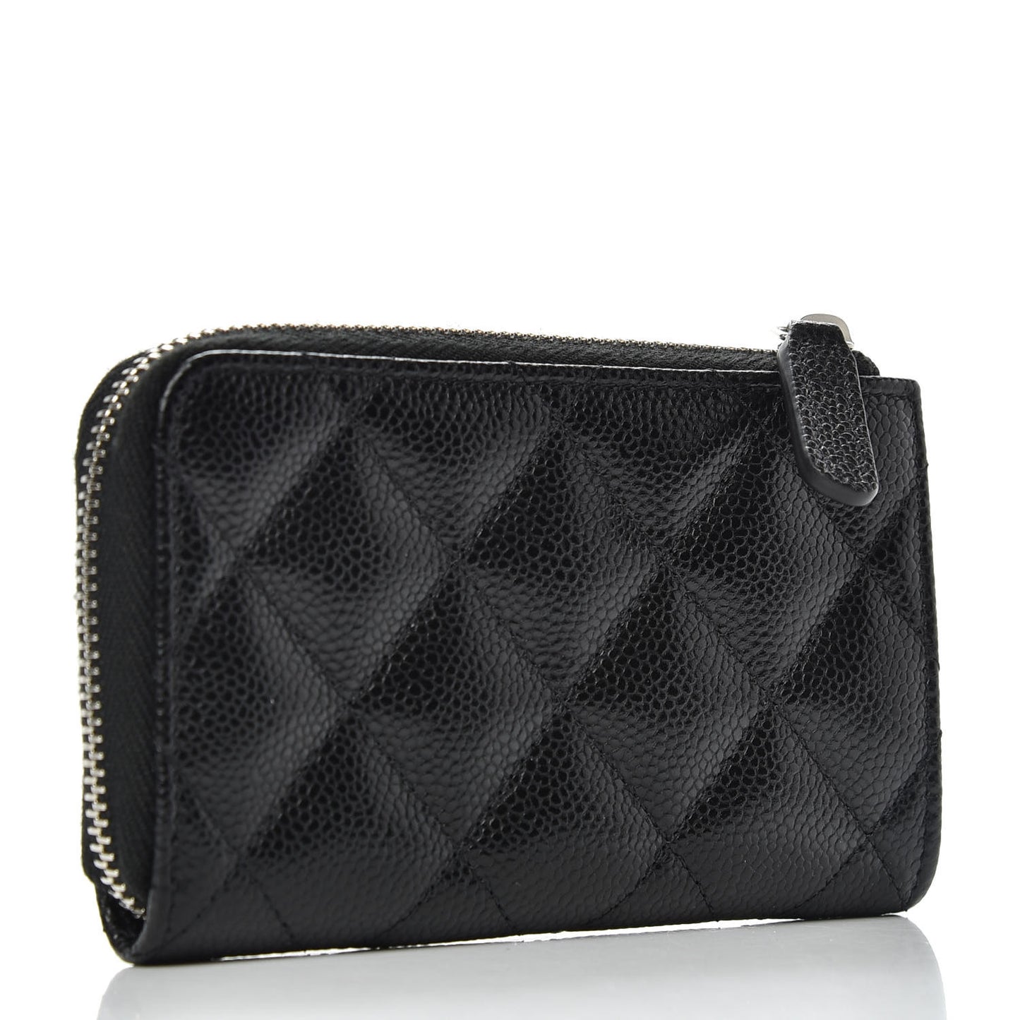 Caviar Quilted Zipped Key Holder Case Black