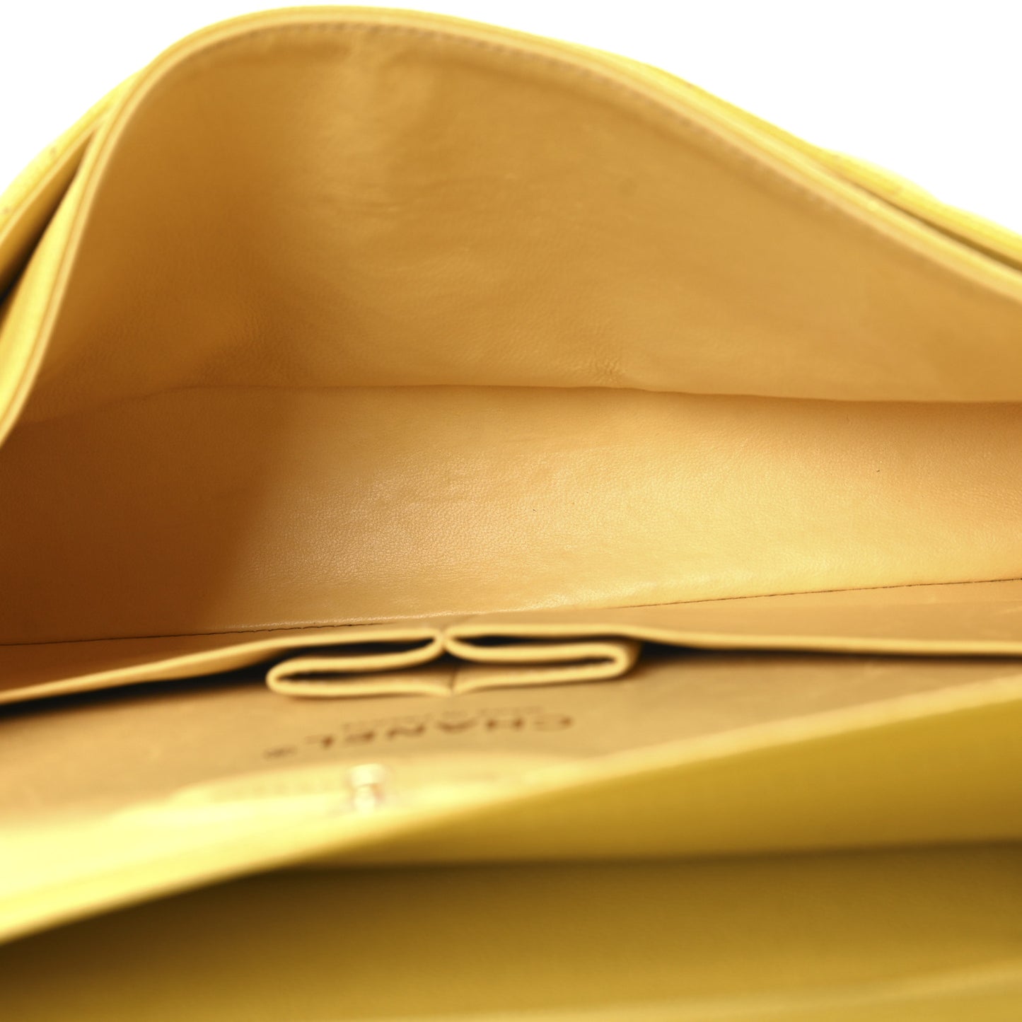 Caviar Quilted Small Double Flap Light Yellow