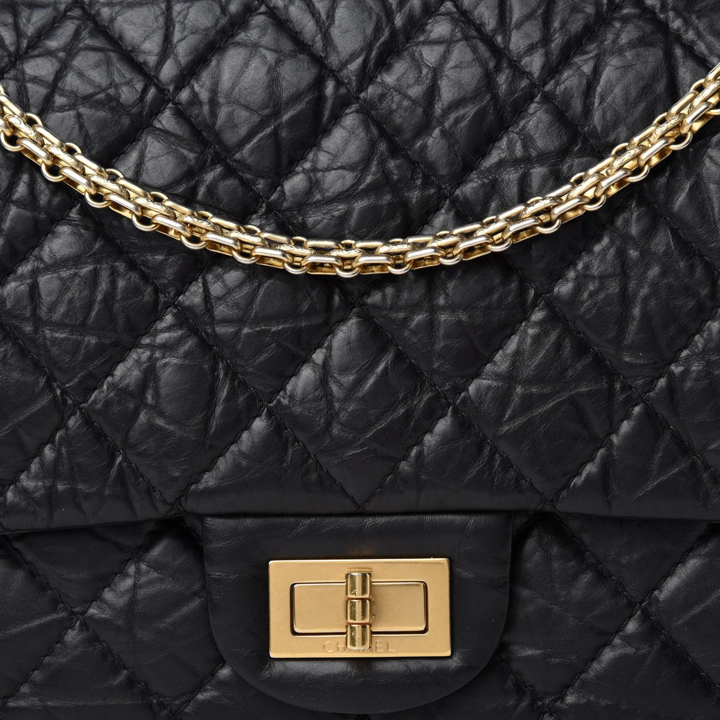 Aged Calfskin Quilted 2.55 Reissue 227 Flap Black