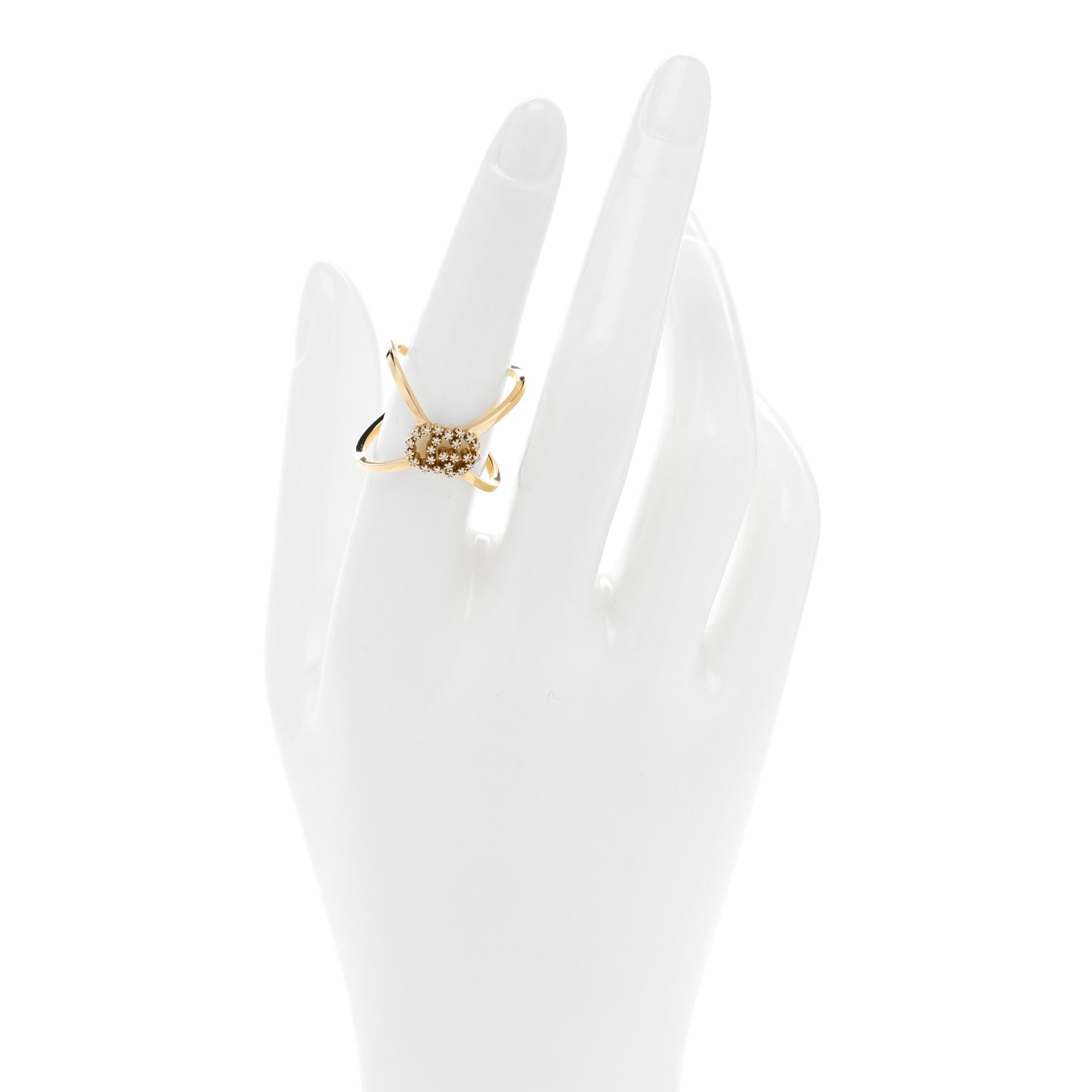 18K Yellow Gold Diamond Running G Cross Ring 50 5.5