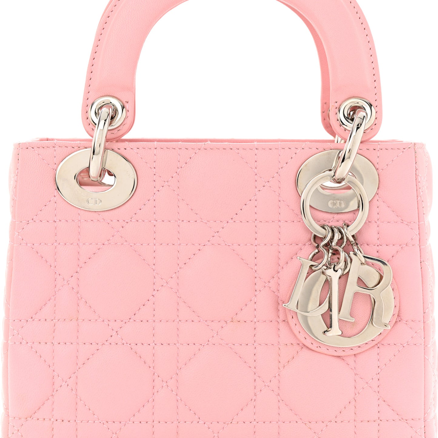 CHRISTIAN DIOR Lambskin Cannage Mini Lady Dior Light Pink