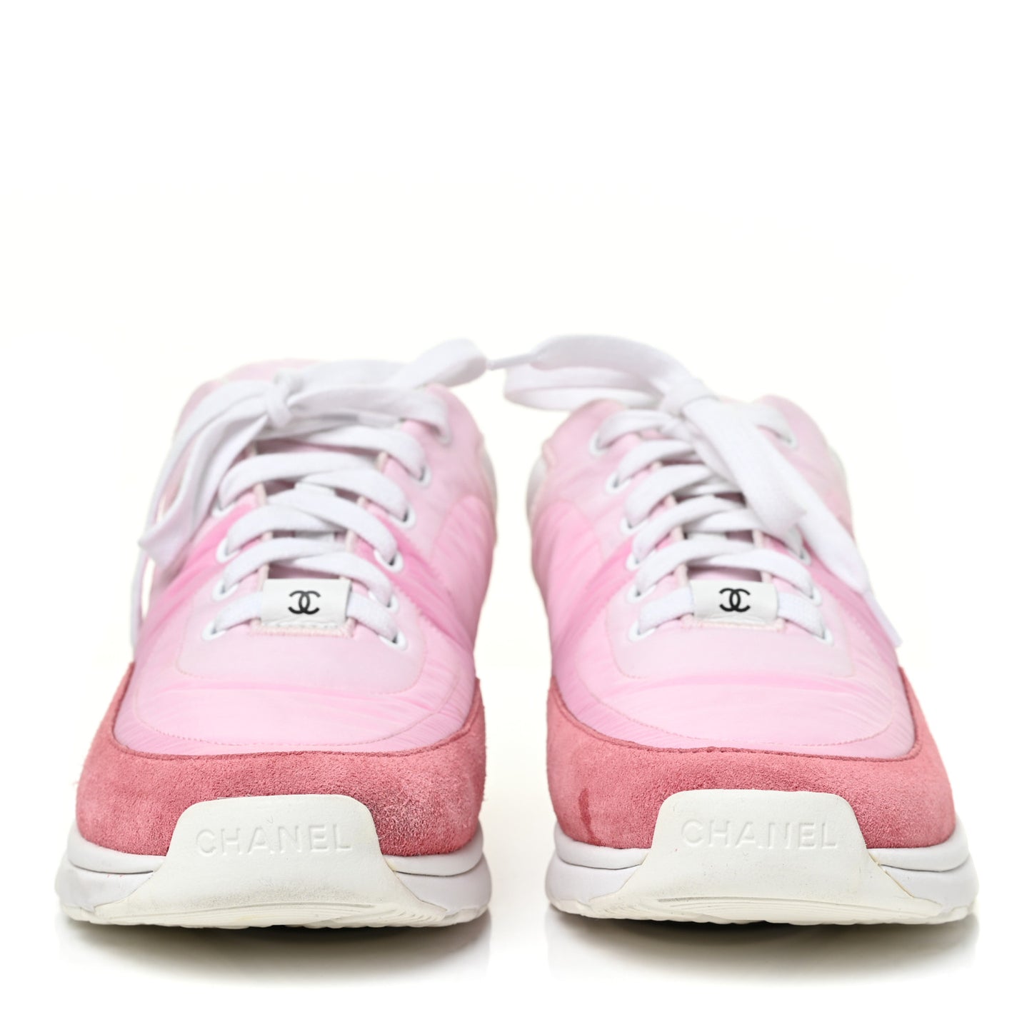 Nylon Calfskin Suede Womens CC Sneakers 38 Pink