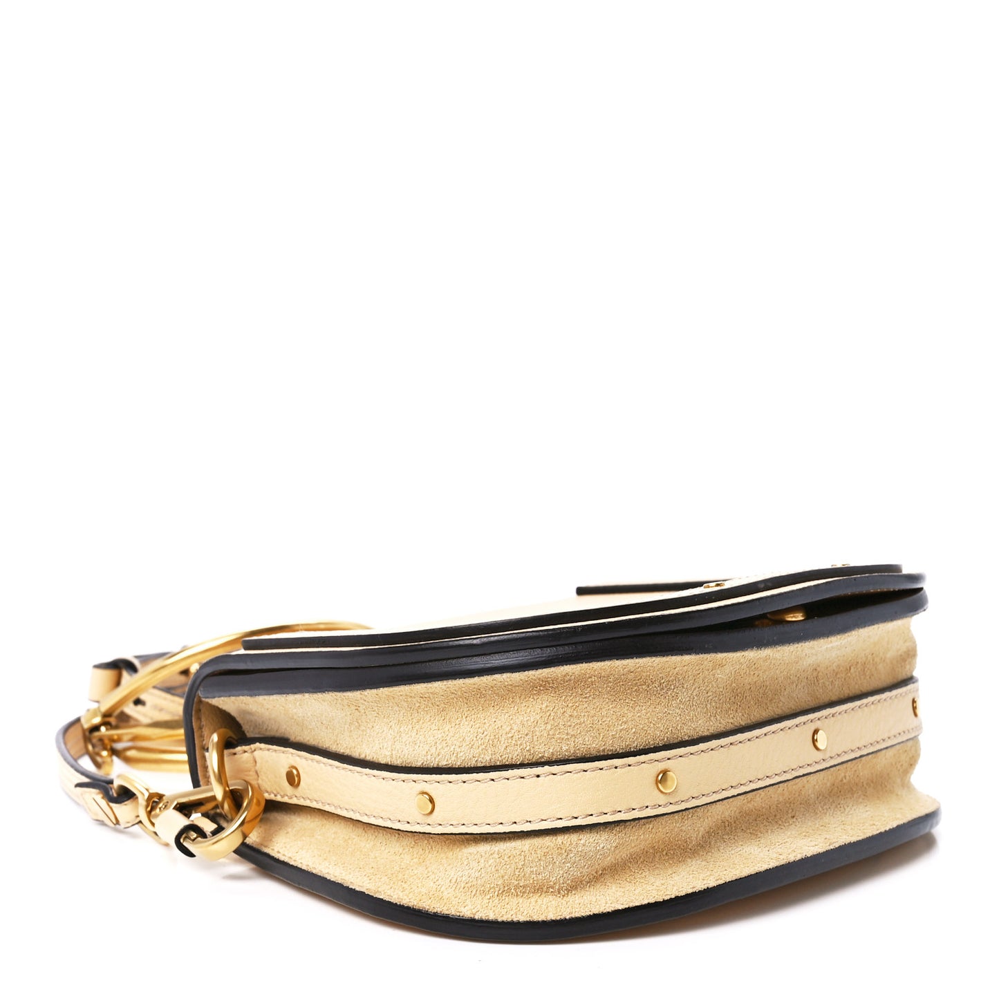 Calfskin Suede Small Nile Bracelet Bag Subtle Yellow