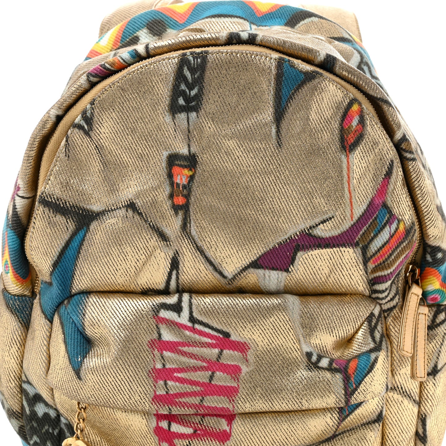 Graffiti Printed Canvas Street Spirit Backpack Multicolor