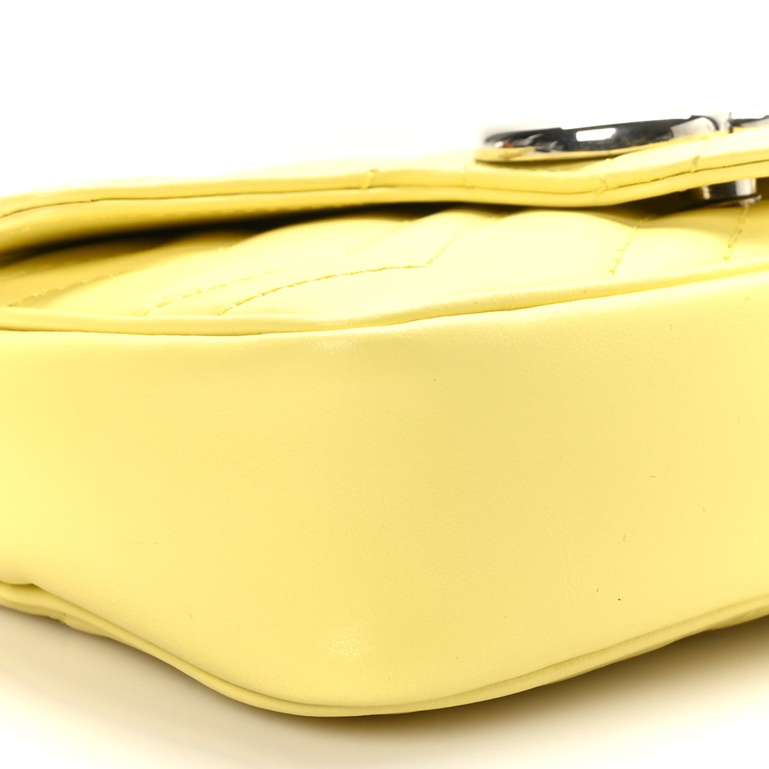 Gucci Calfskin Matelasse Super Mini GG Marmont Shoulder Bag Banana 8 of 9