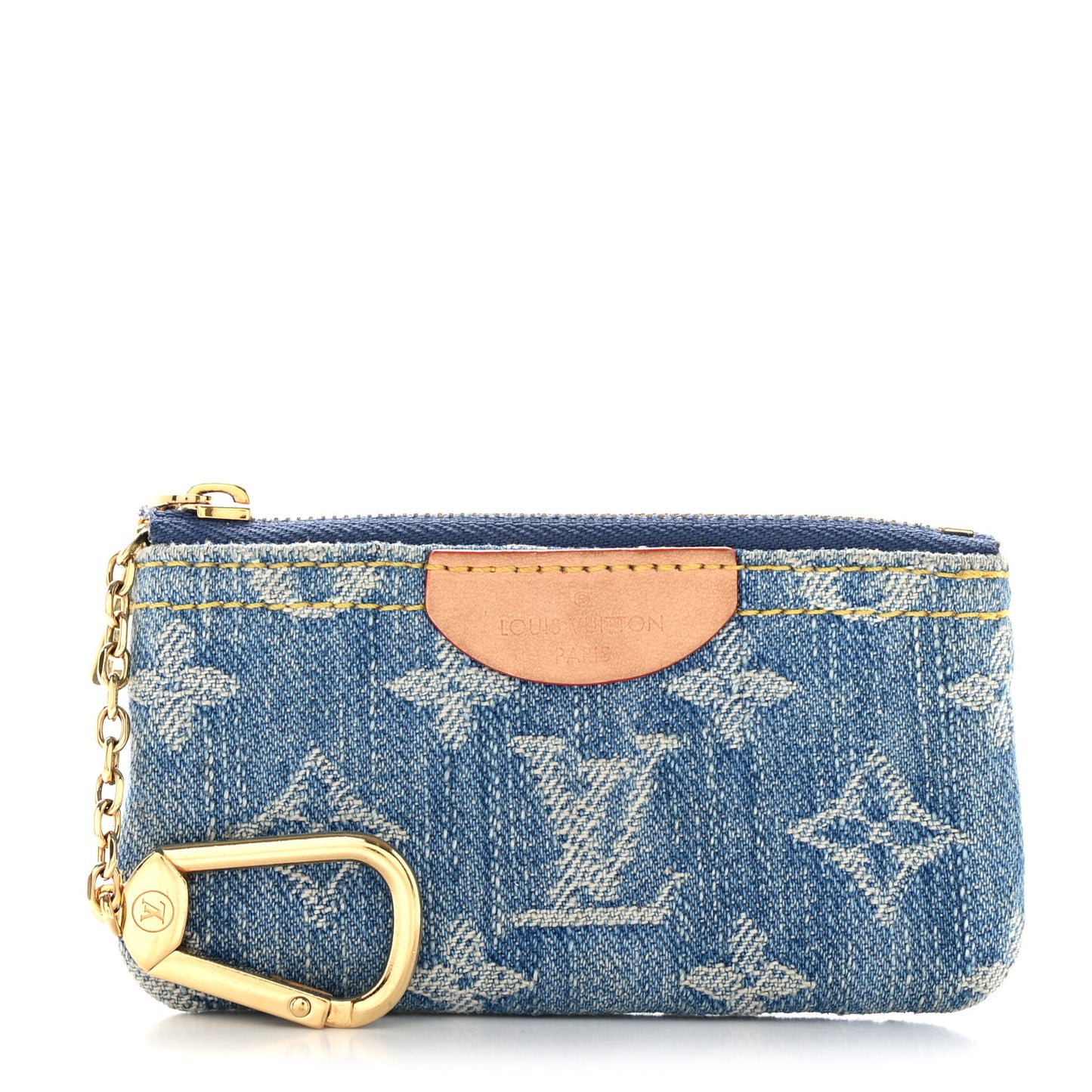 Monogram Denim Key Pouch Denim Blue