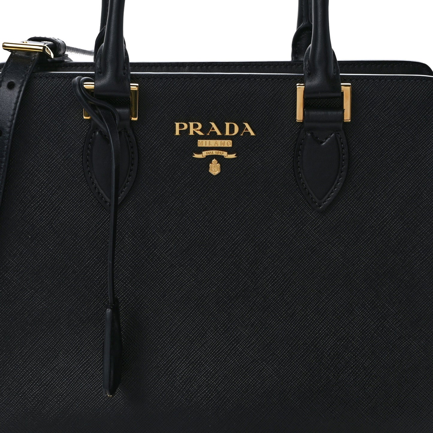Saffiano Soft Calfskin Small Zippered Tote Black