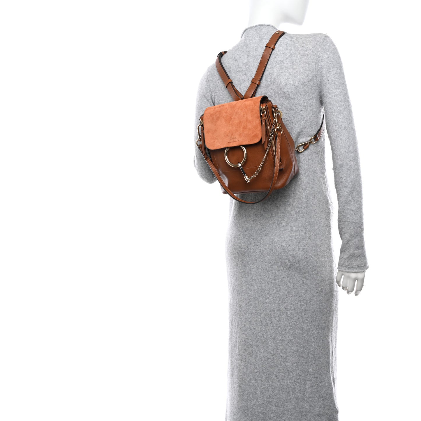 Suede Calfskin Medium Faye Backpack Tan