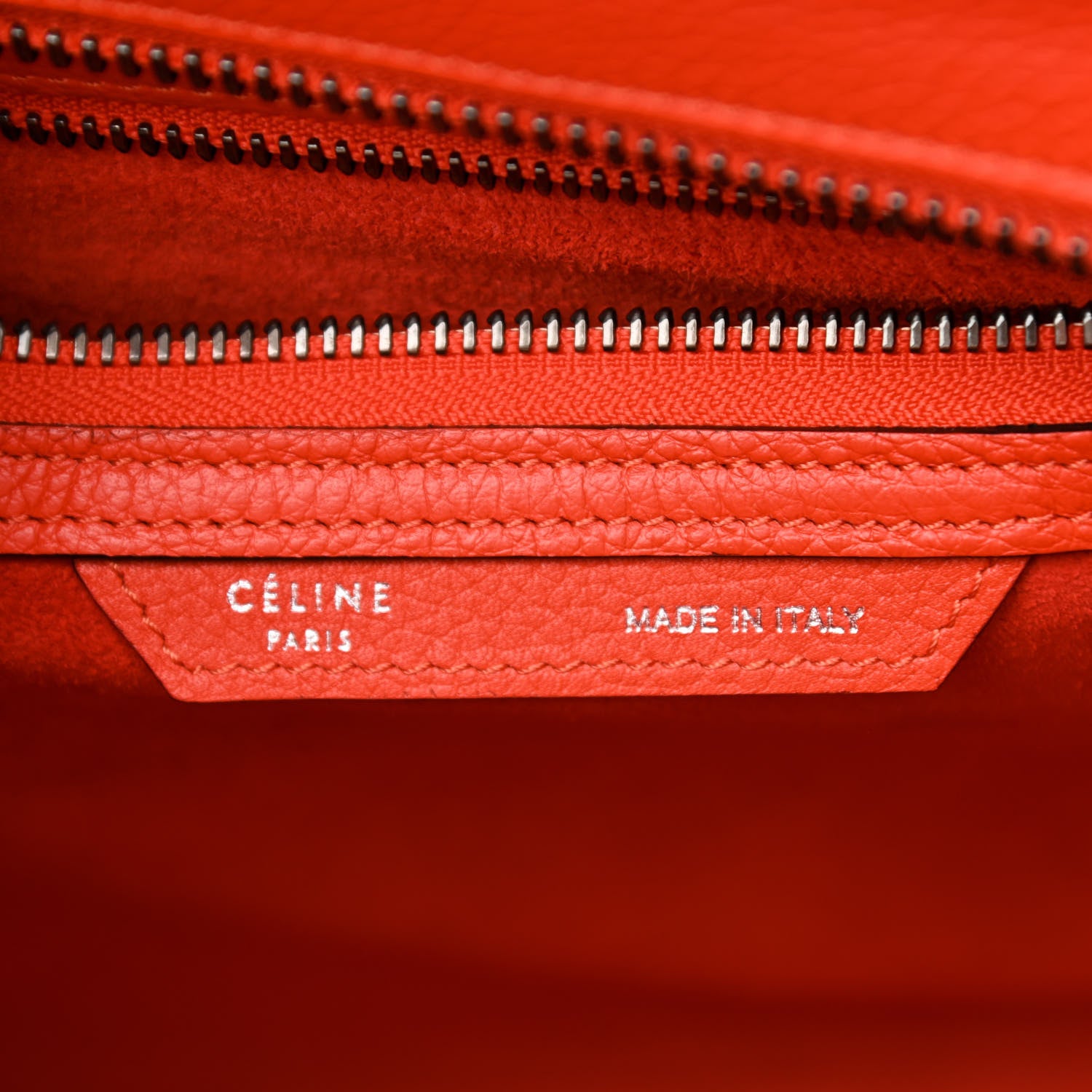 Celine Drummed Calfskin Micro Luggage Vermillion 6 of 11