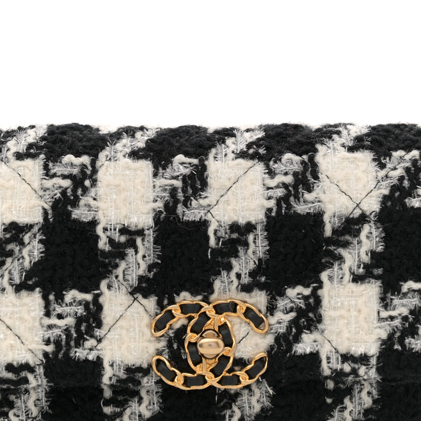 Tweed Quilted Chanel 19 Waist Bag Black Ecru White