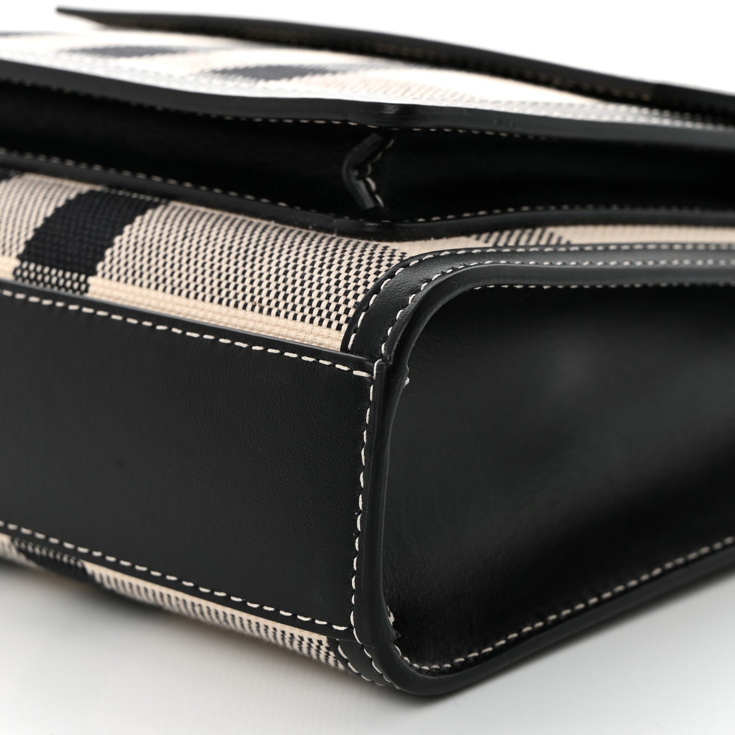 Smooth Calfskin Archive Canvas Check Mini Pocket Bag Butter Beige Black