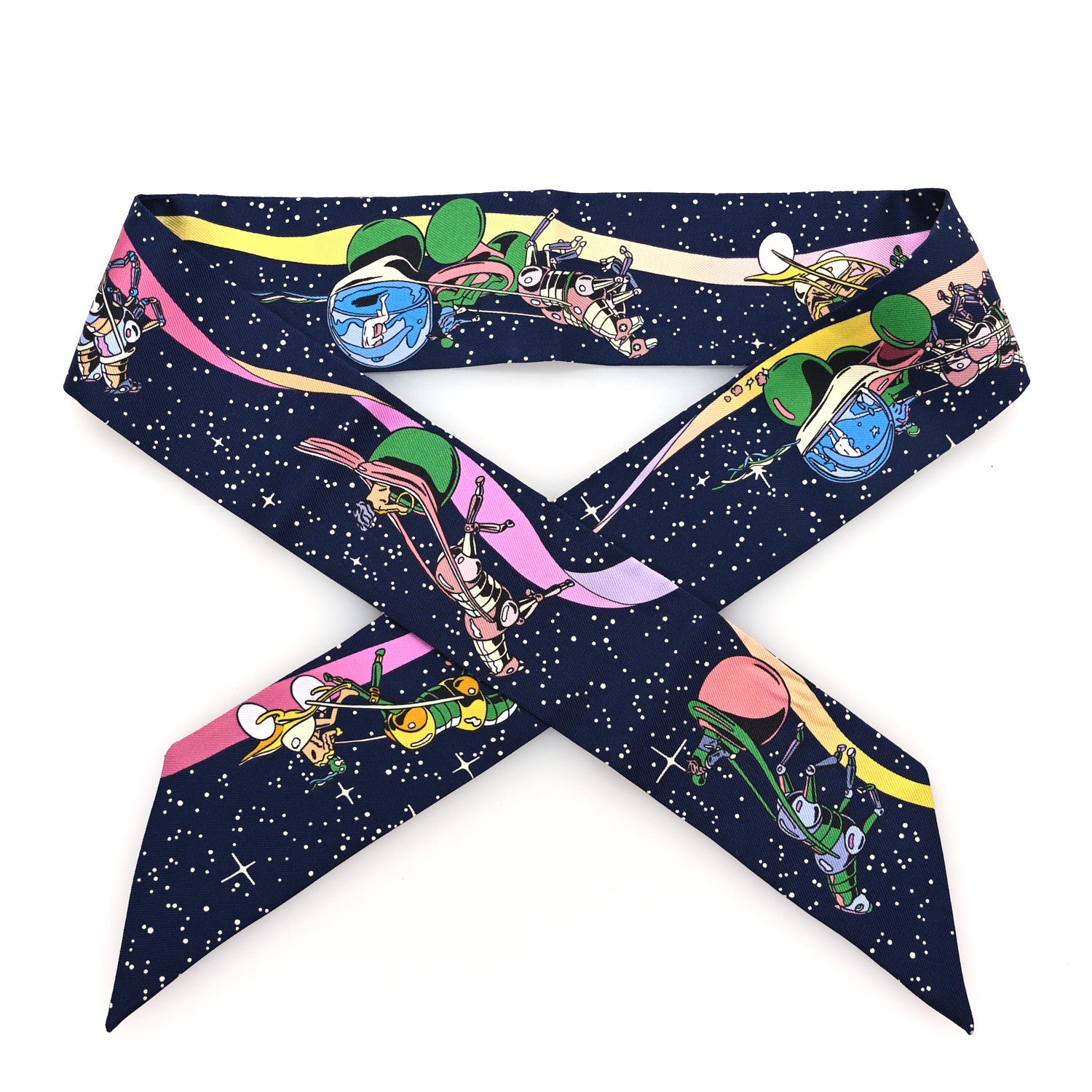 HERMES ツイリー SPACE DERBY Hermes Silk Space Derby Twilly Marine Rose Multicolor 1842202