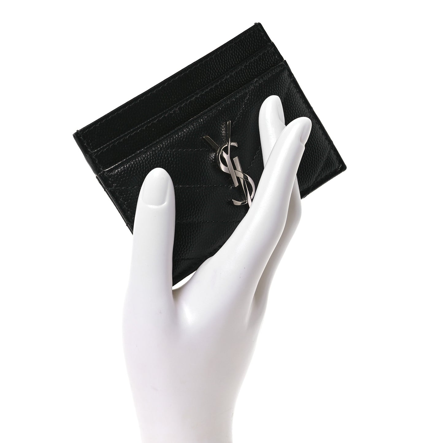 Grain De Poudre Matelasse Chevron Monogram Credit Card Case Black