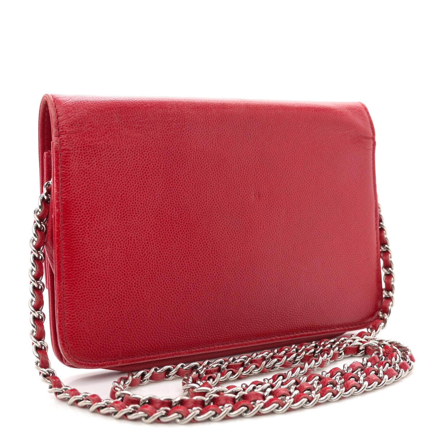 Chanel Caviar Sevruga Wallet on Chain WOC Red 3 of 16