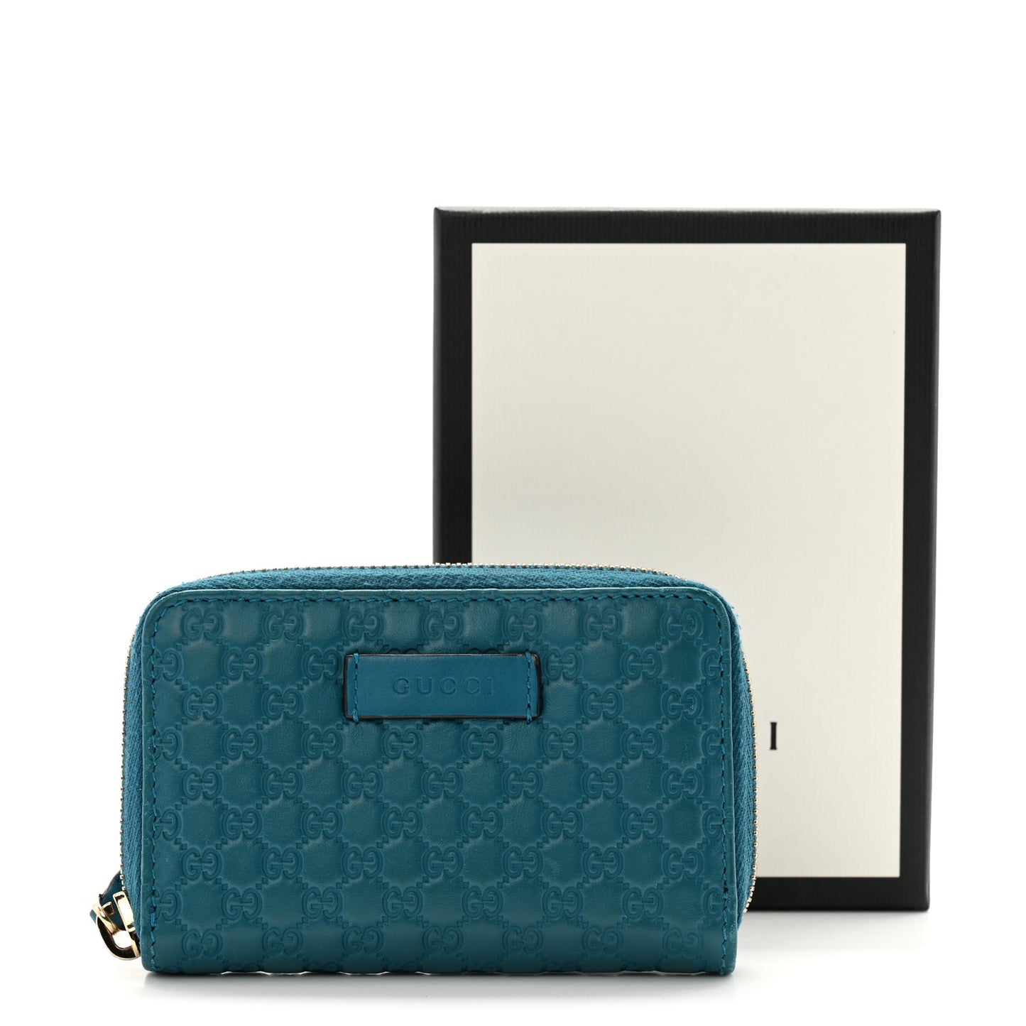Microguccissima Zip Around Card Case Deep Cobalt