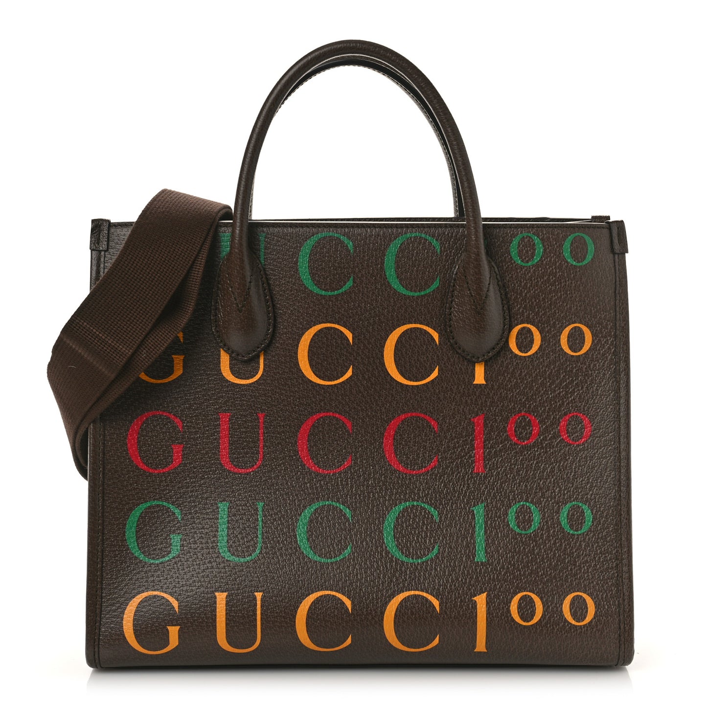 Textured Dollar Calfskin Gucci 100 Small Tote Bag New Acero Multicolor