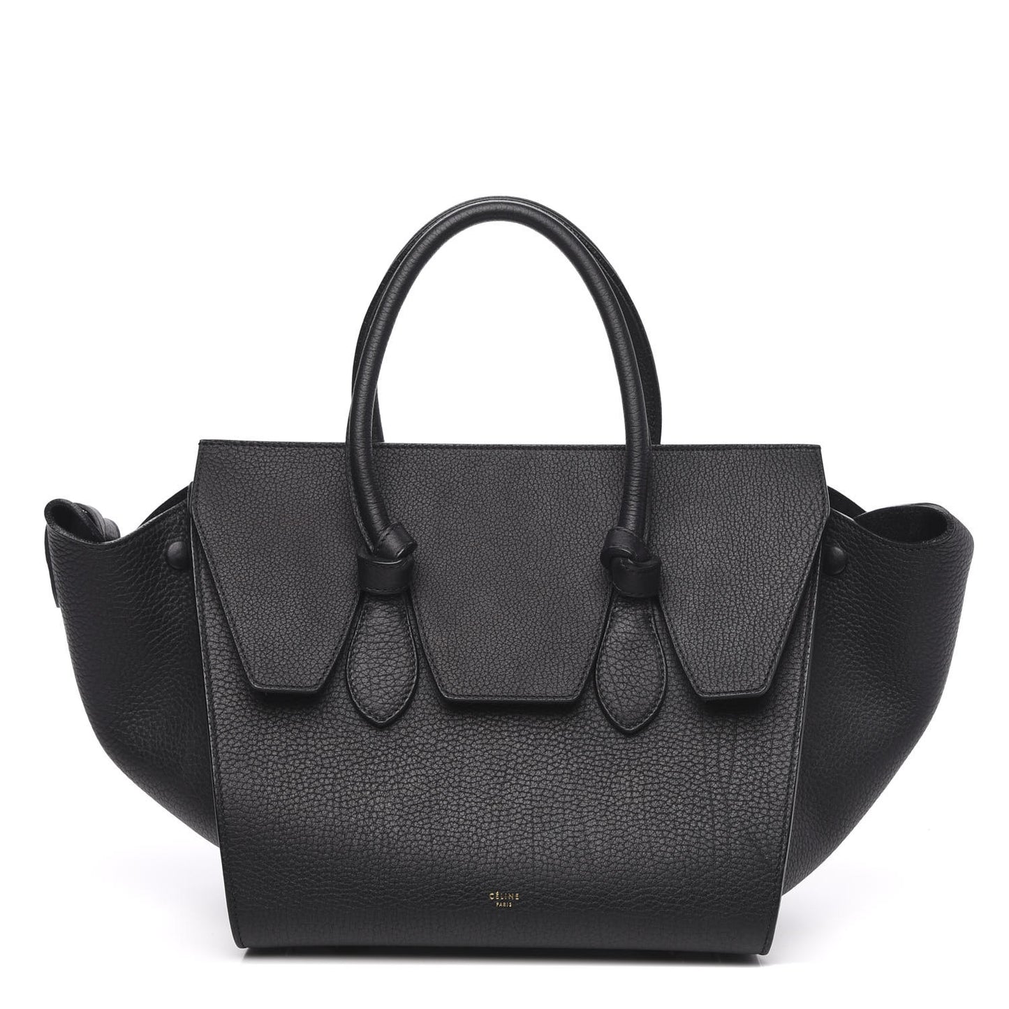 Crisped Calfskin Small Tie Knot Tote Black