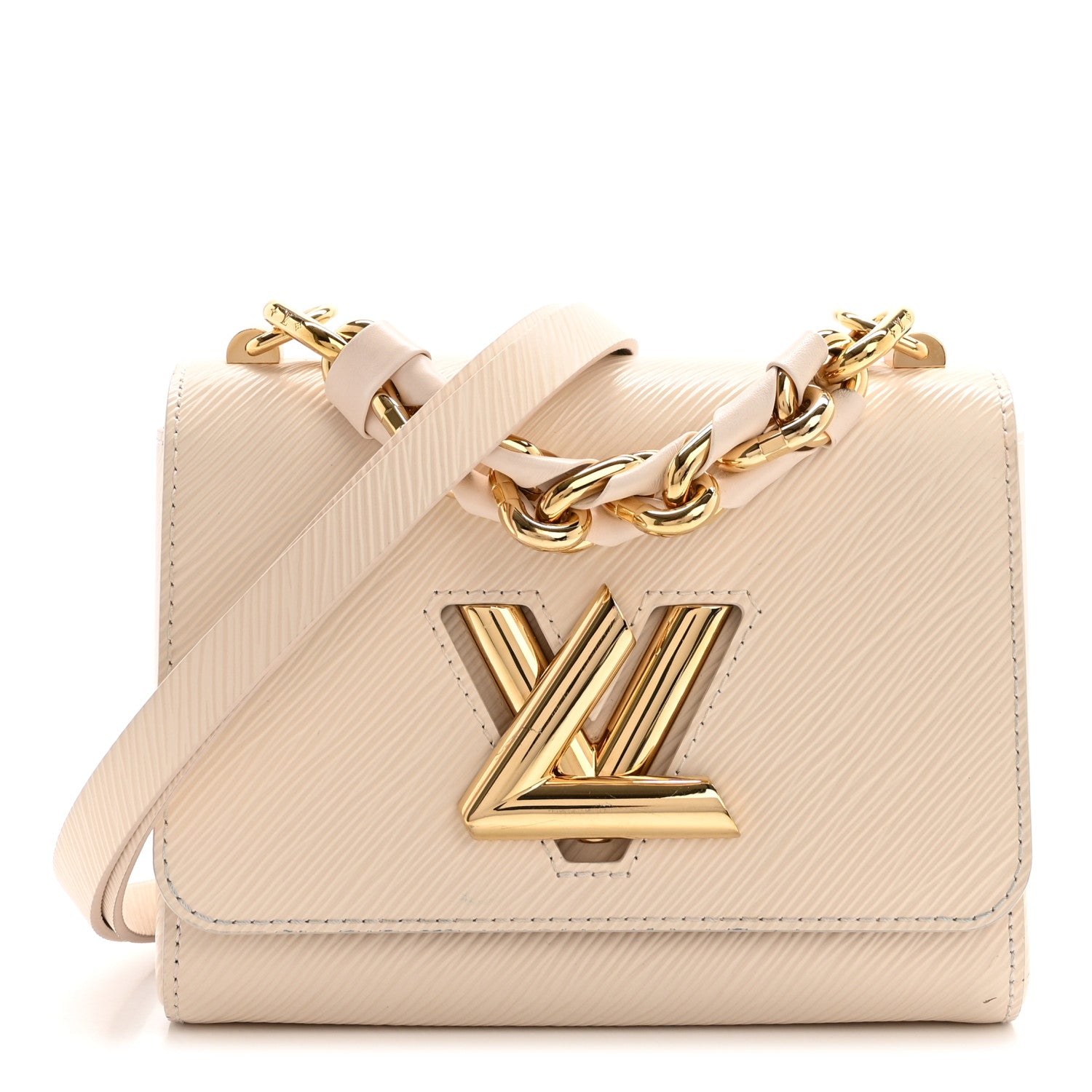 Louis Vuitton Epi Twist Braided Chain Shoulder Bag PM Quartz White