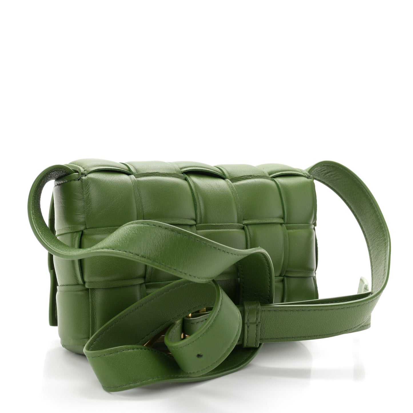 Nappa Maxi Intrecciato Padded Small Cassette Crossbody Bag Avocado
