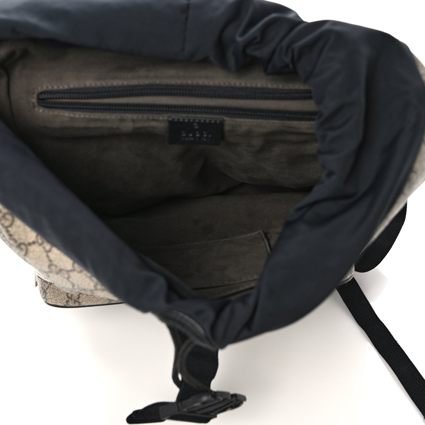 GG Supreme Monogram Single Buckle Backpack Beige Black