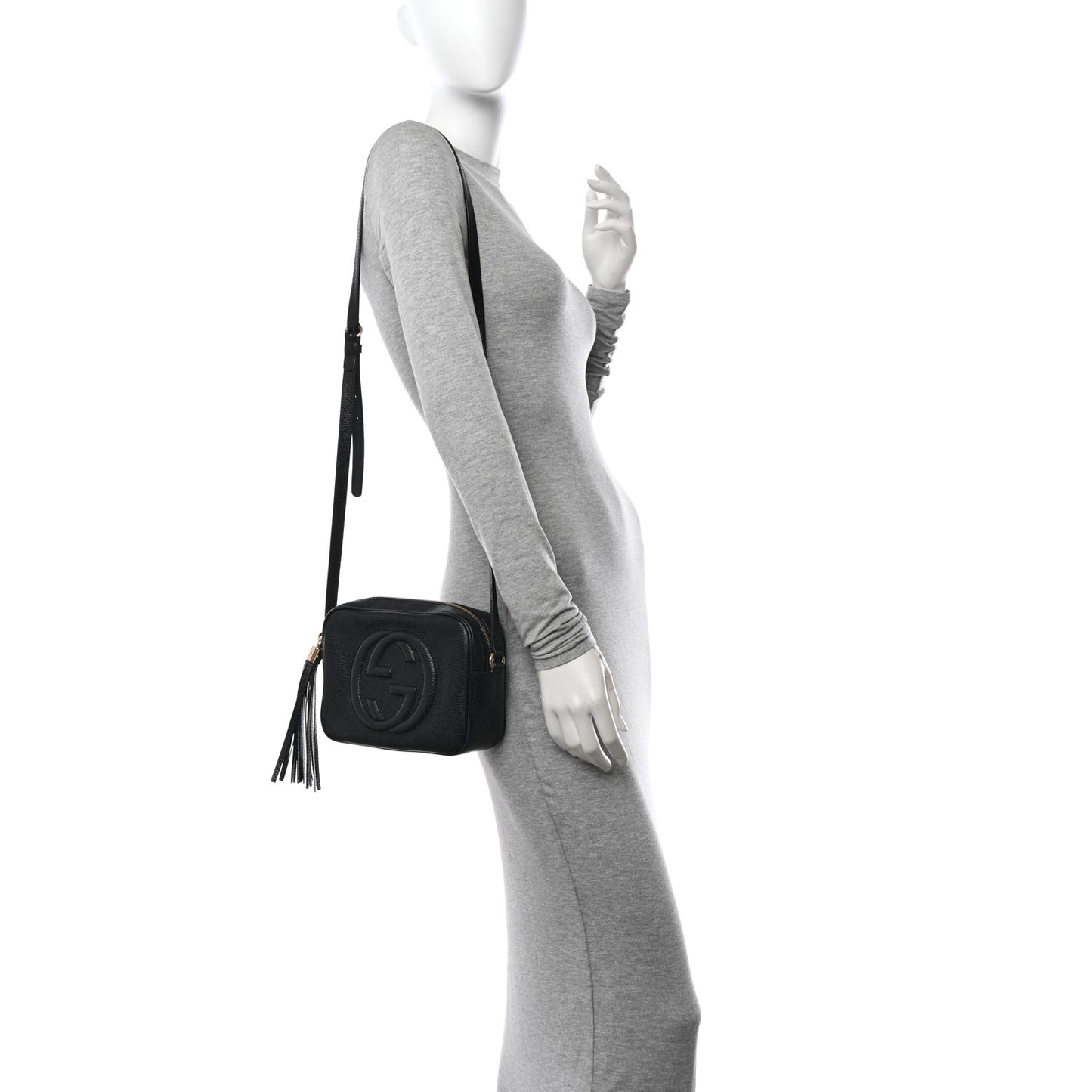 Pebbled Calfskin Small Soho Disco Bag Black