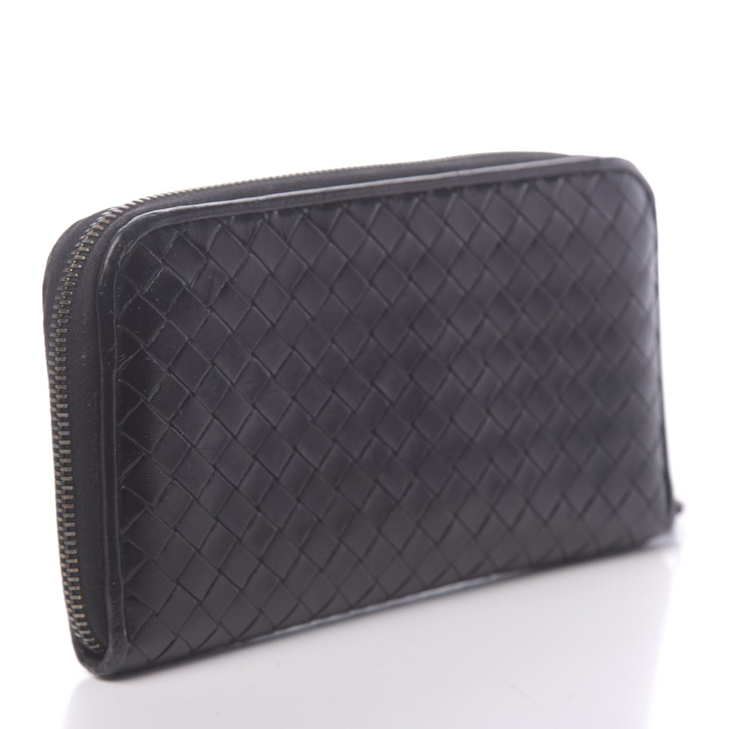 Nappa Intrecciato Zip Around Wallet Black