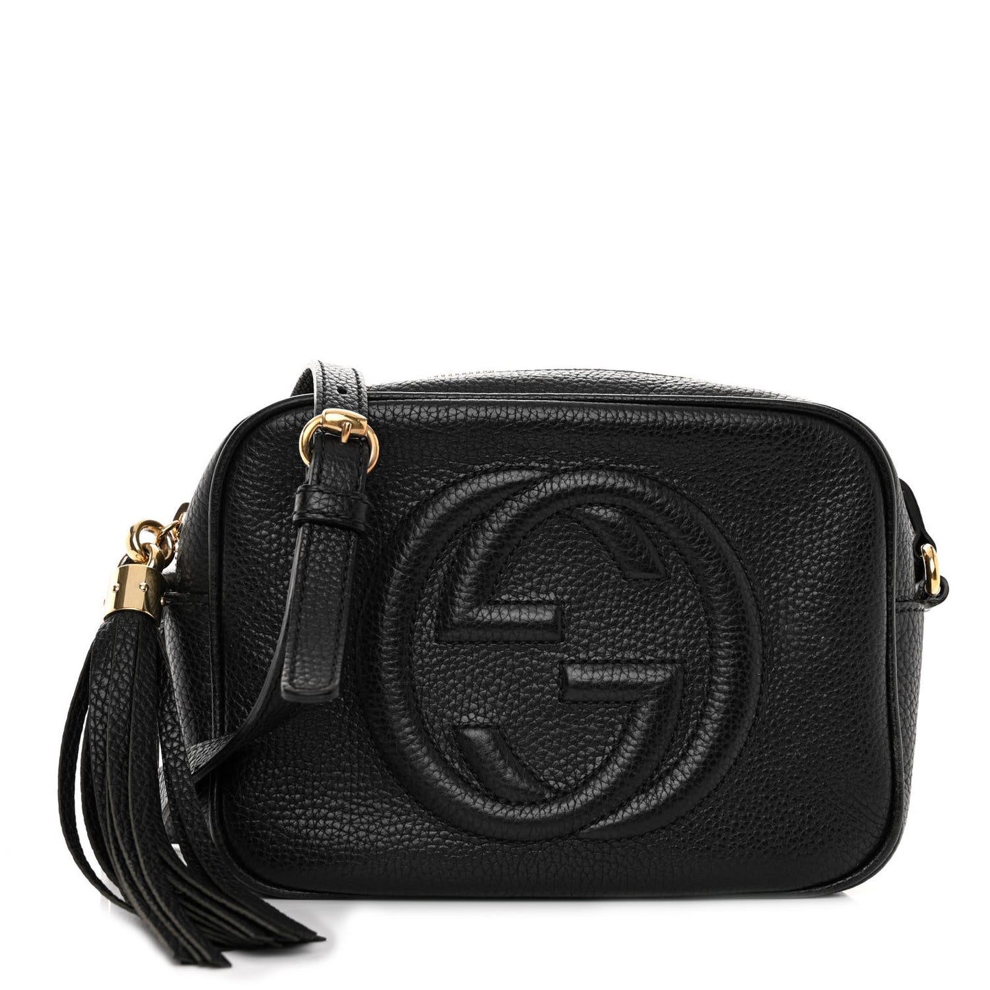Pebbled Calfskin Small Soho Disco Bag Black