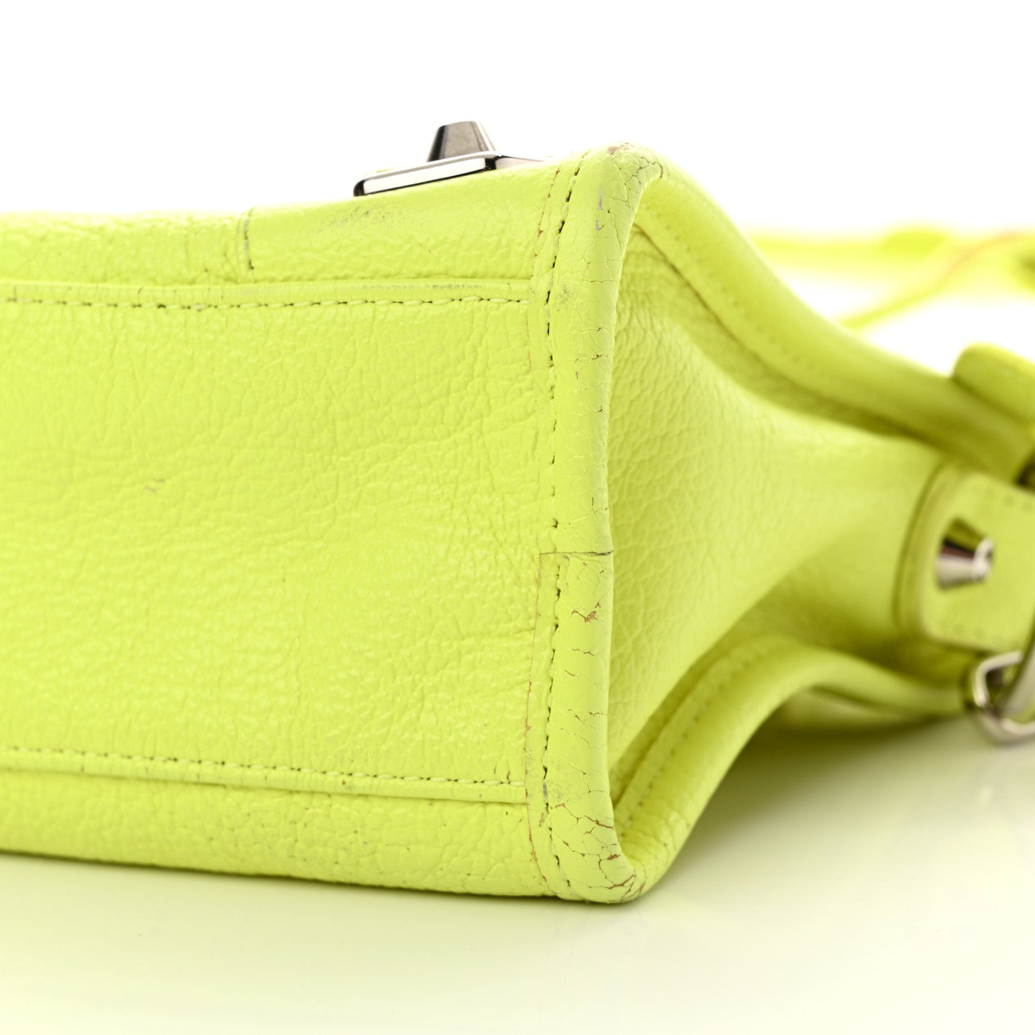 Balenciaga Chevre Silver Metallic Edge Hardware Mini City Acid Green 11 of 20