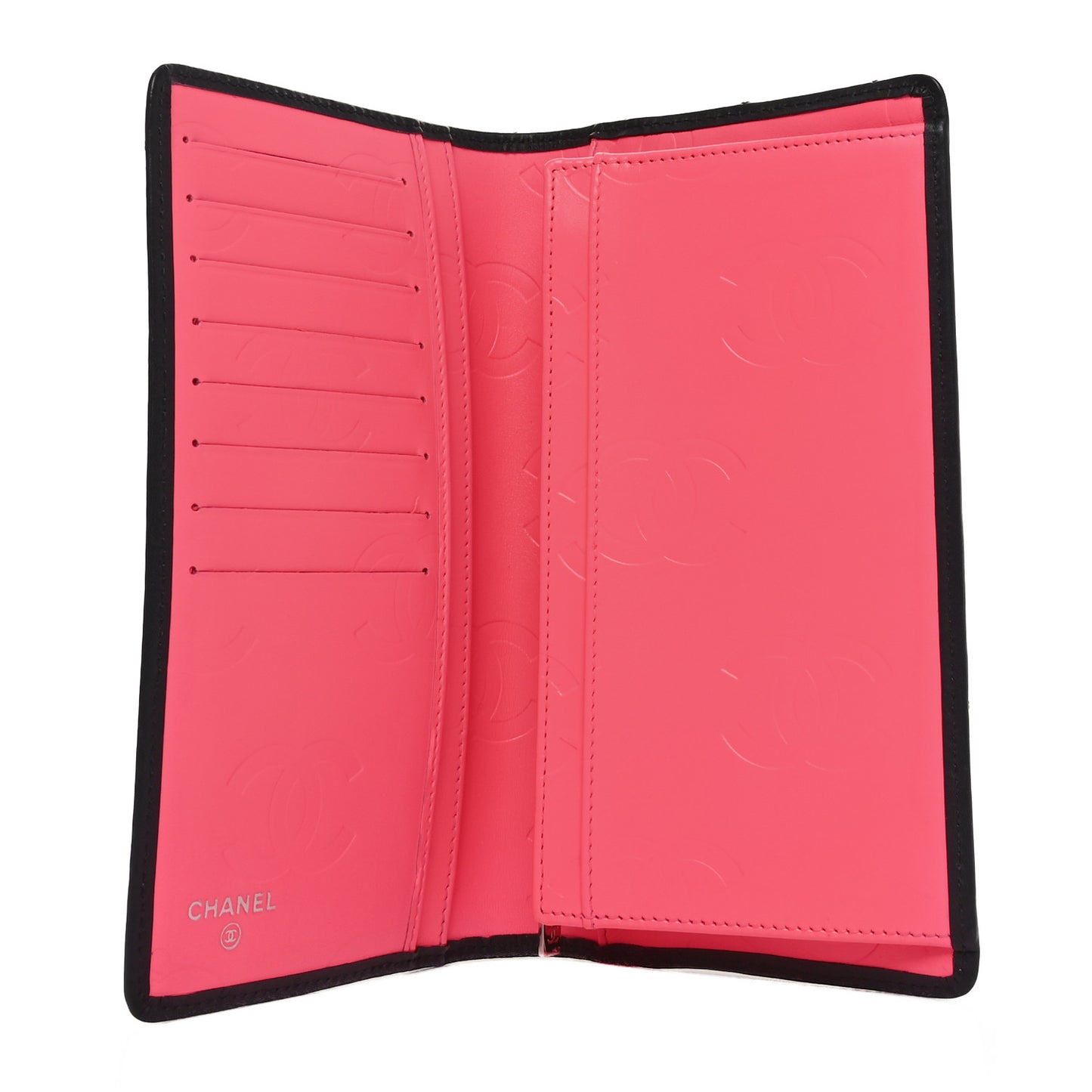 Calfskin Quilted Cambon Yen Wallet Black