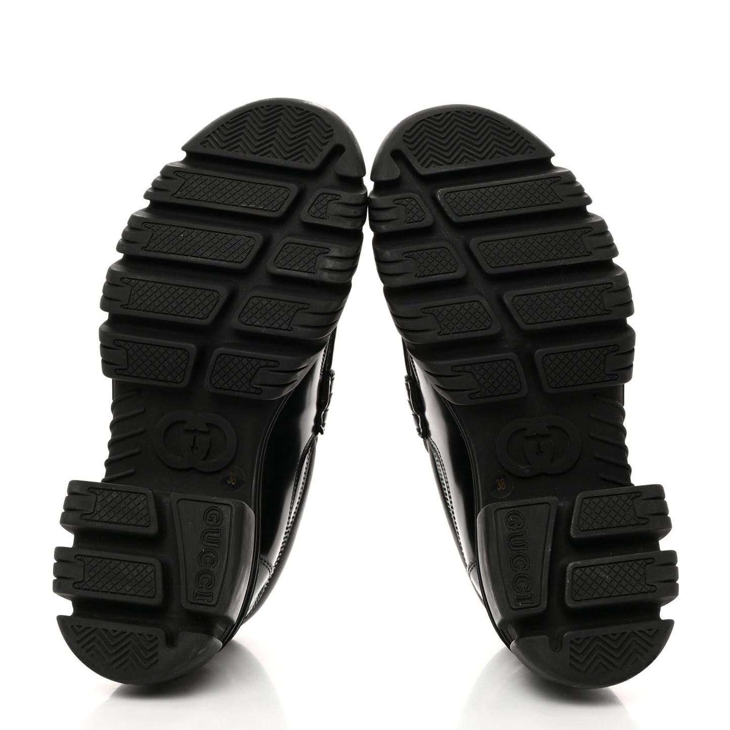 Magnum Calfskin Nappa Samoa Womens Horsebit Platform Chunky Lug Sole 40mm Loafers 38 Black